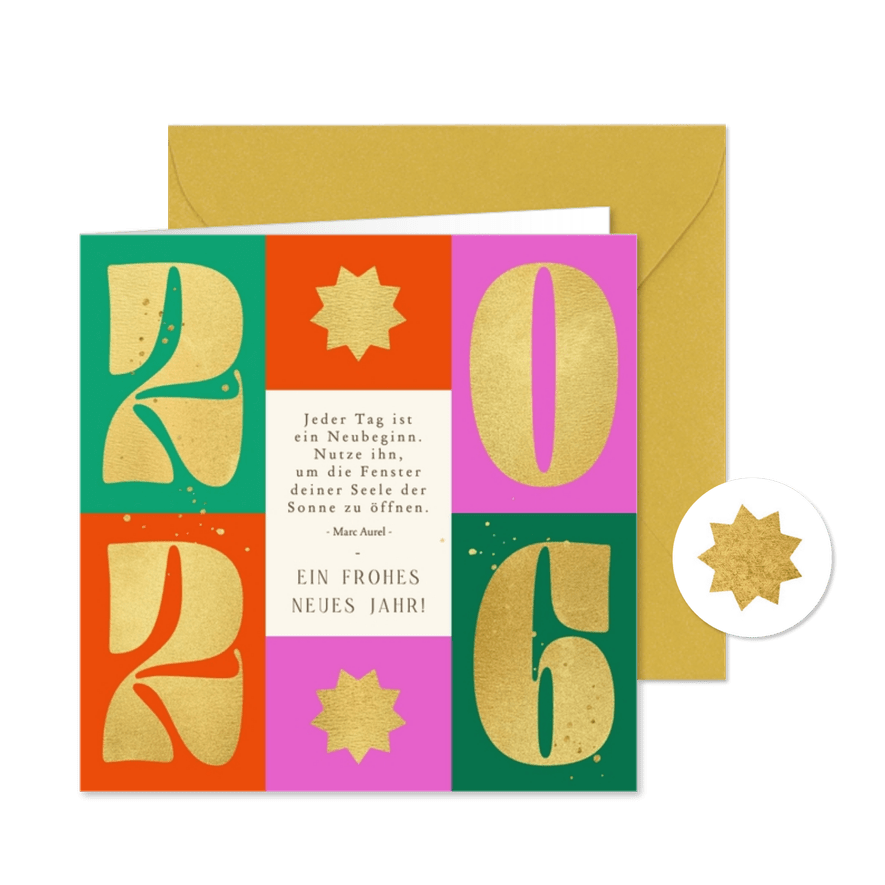 Neujahrskarte Colourblocking - Karteneindruck