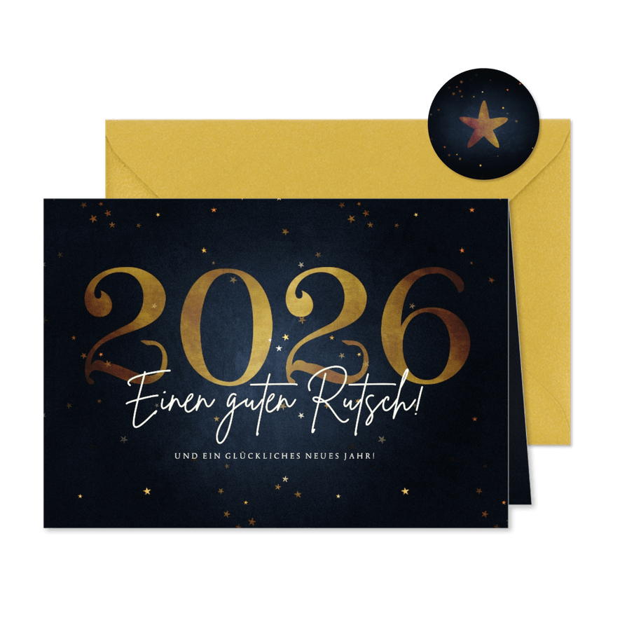 Neujahrskarte 'Einen guten Rutsch' - Karteneindruck
