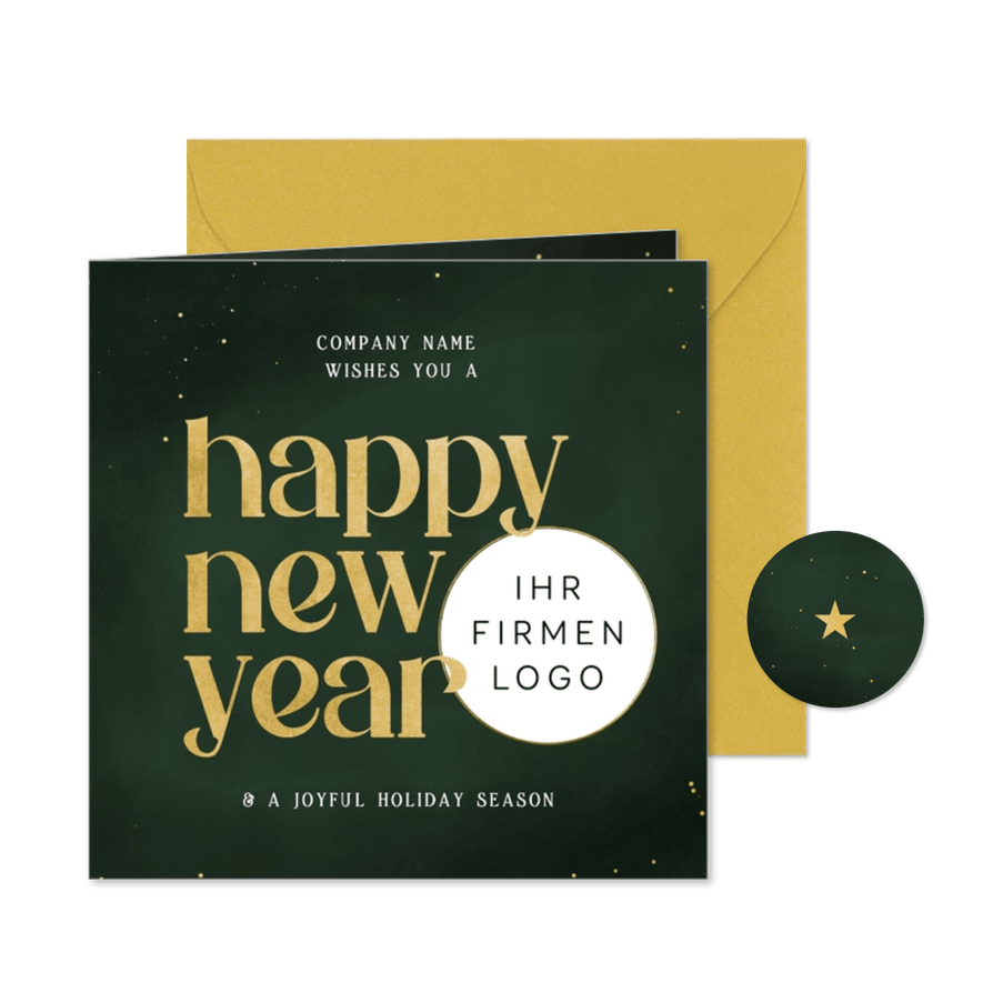 Neujahrskarte Englisch mit Logo für Unternehmen - Karteneindruck
