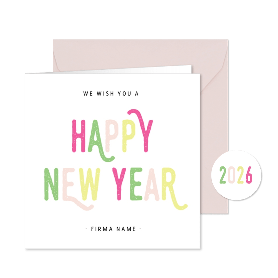 Neujahrskarte farbenfrohe Typografie - Karteneindruck