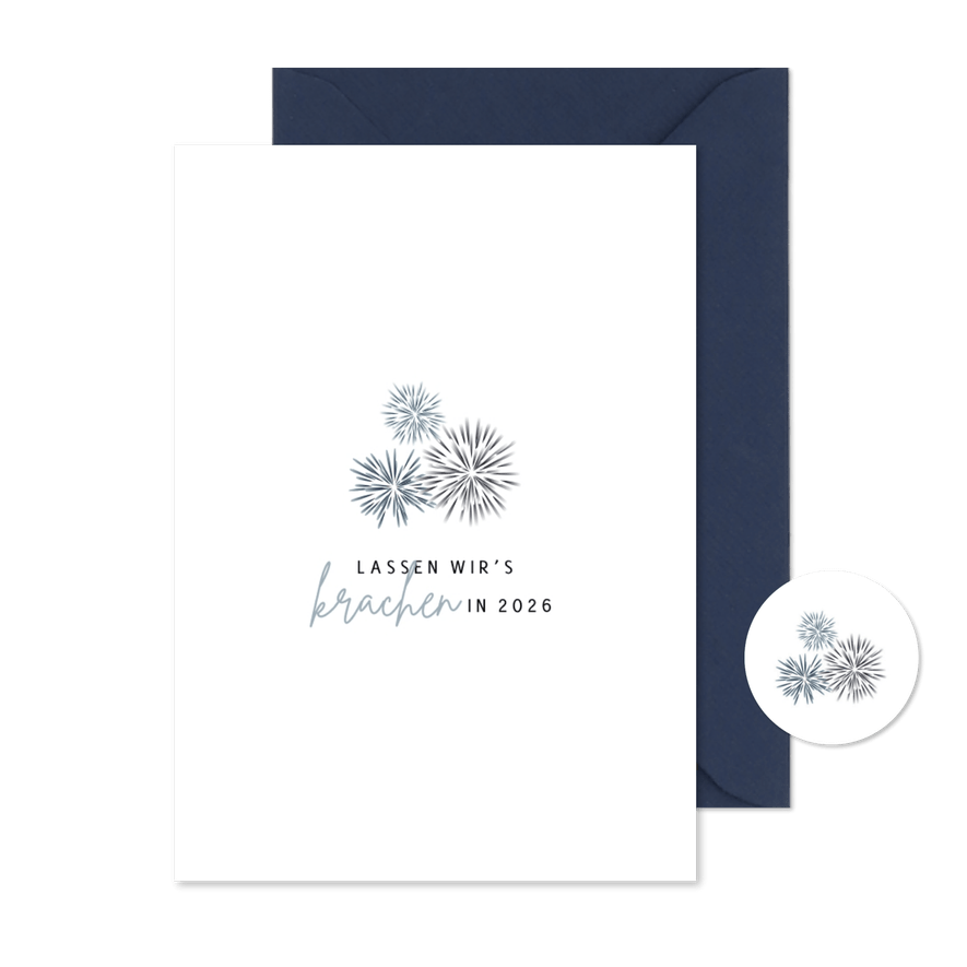 Neujahrskarte Feuerwerk schlicht - Karteneindruck