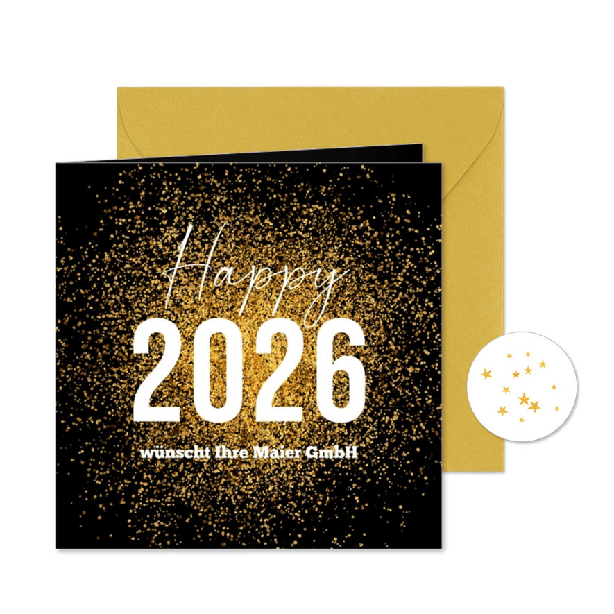 Neujahrskarte Firma 'Happy 2026' - Karteneindruck
