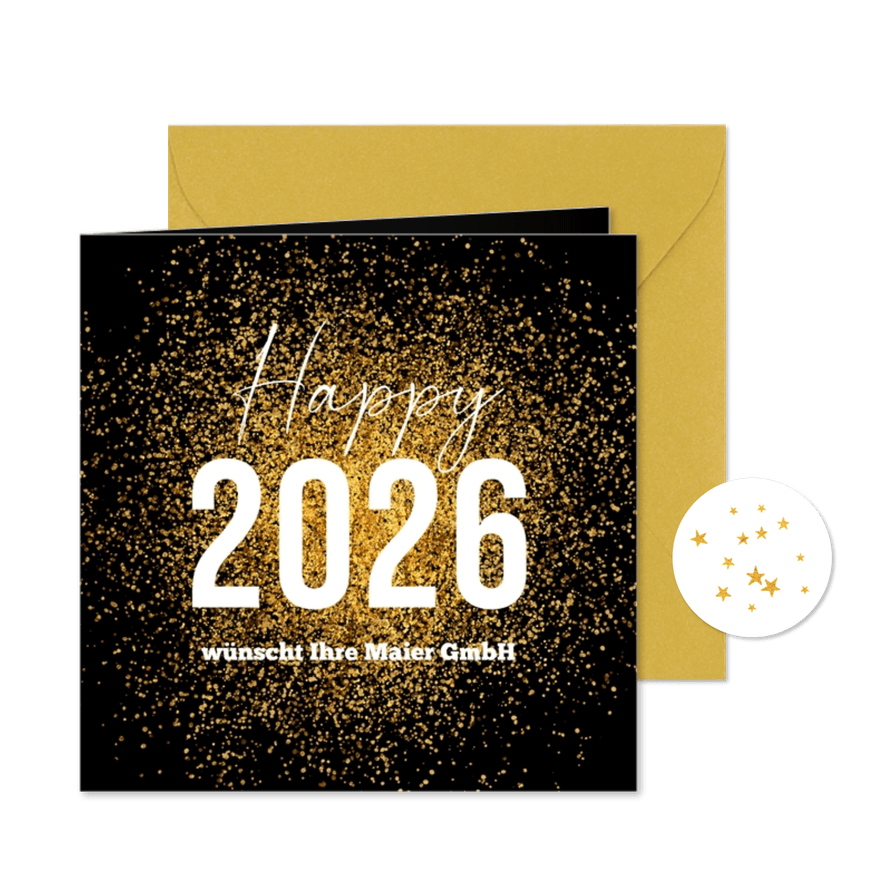 Neujahrskarte Firma 'Happy 2026' - Karteneindruck
