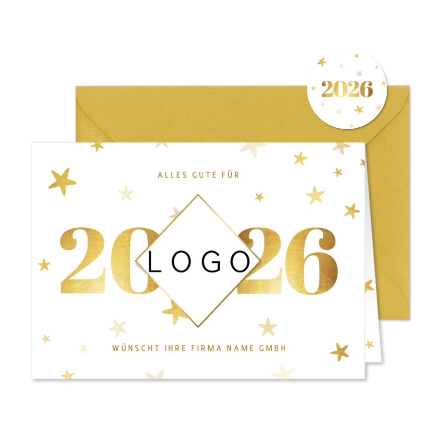 Neujahrskarte Firma Jahreszahl und Logo - Karteneindruck
