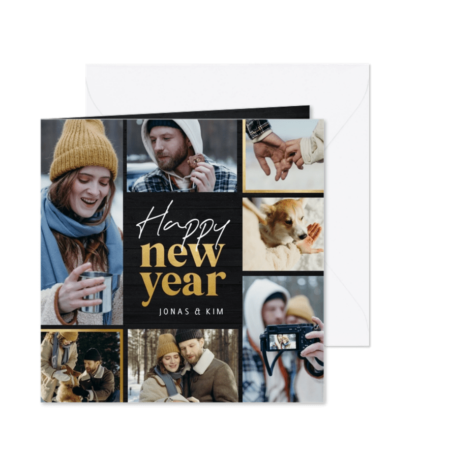 Neujahrskarte Fotocollage quadratisch - Karteneindruck
