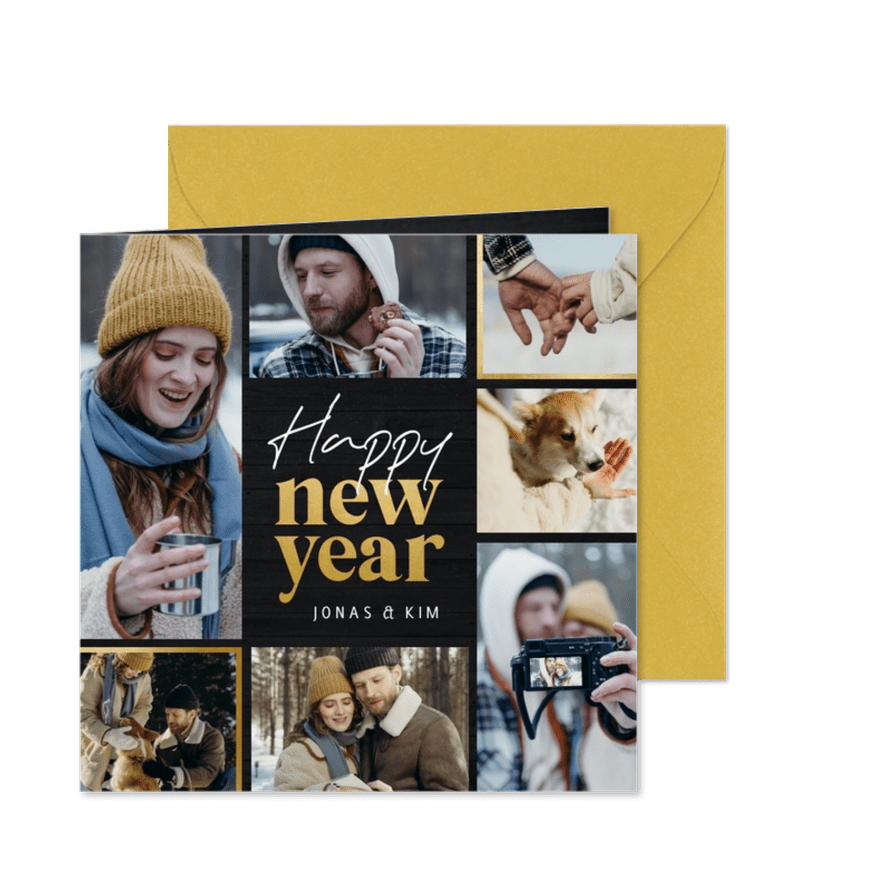 Neujahrskarte Fotocollage quadratisch - Karteneindruck