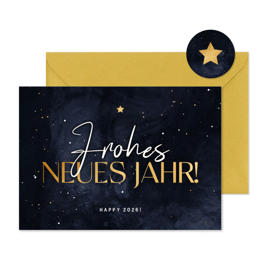 Neujahrskarte 'Frohes neues Jahr' Sternenhimmel - Karteneindruck
