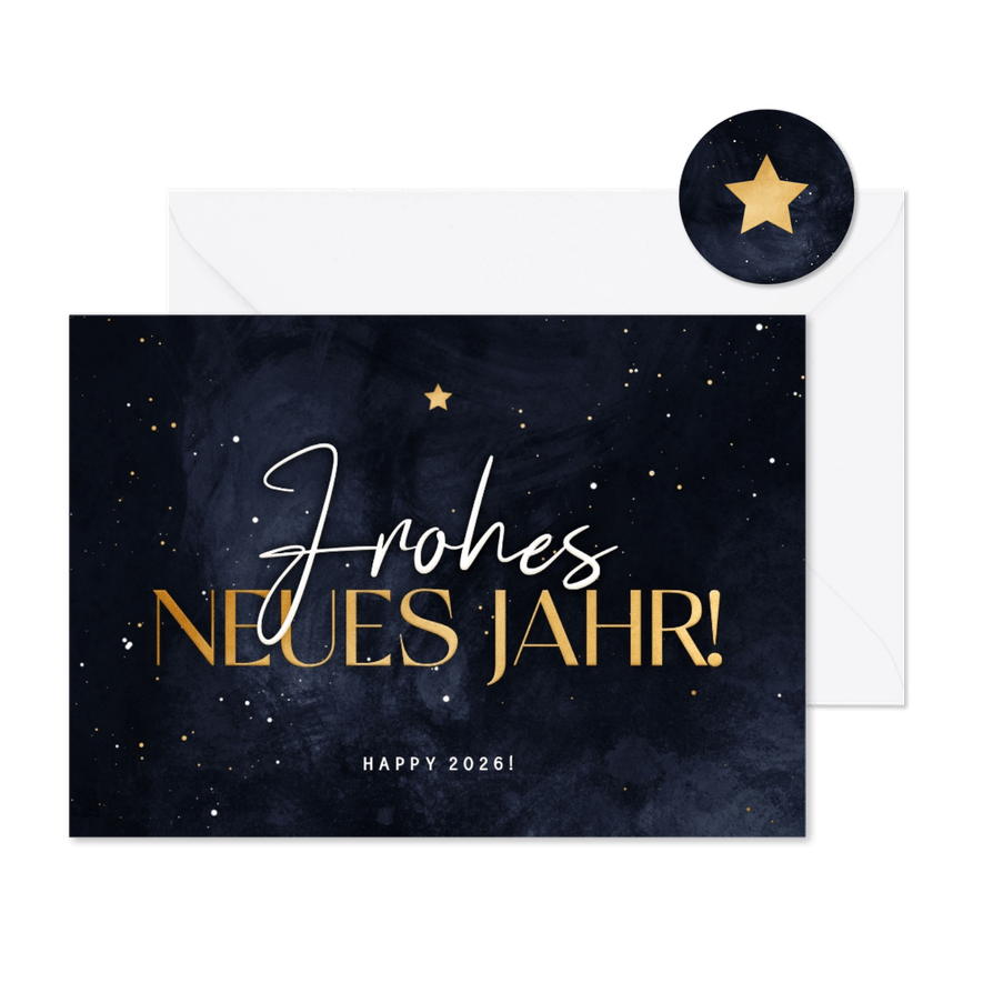 Neujahrskarte 'Frohes neues Jahr' Sternenhimmel - Karteneindruck