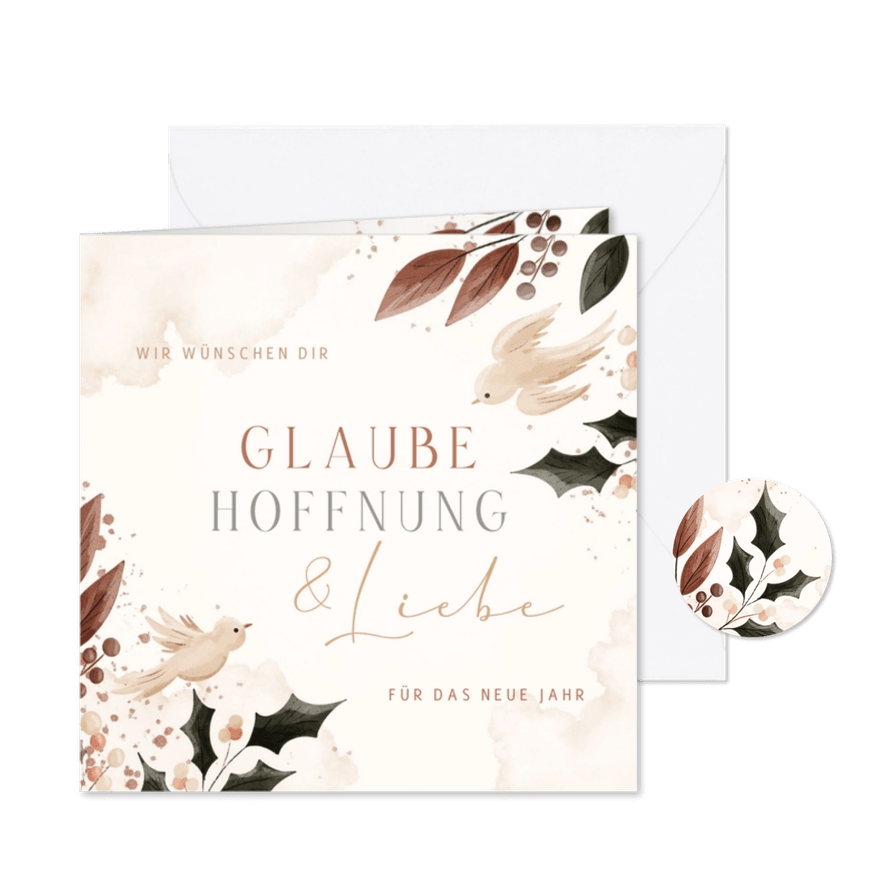 Neujahrskarte 'Glaube, Hoffnung & Liebe' - Karteneindruck