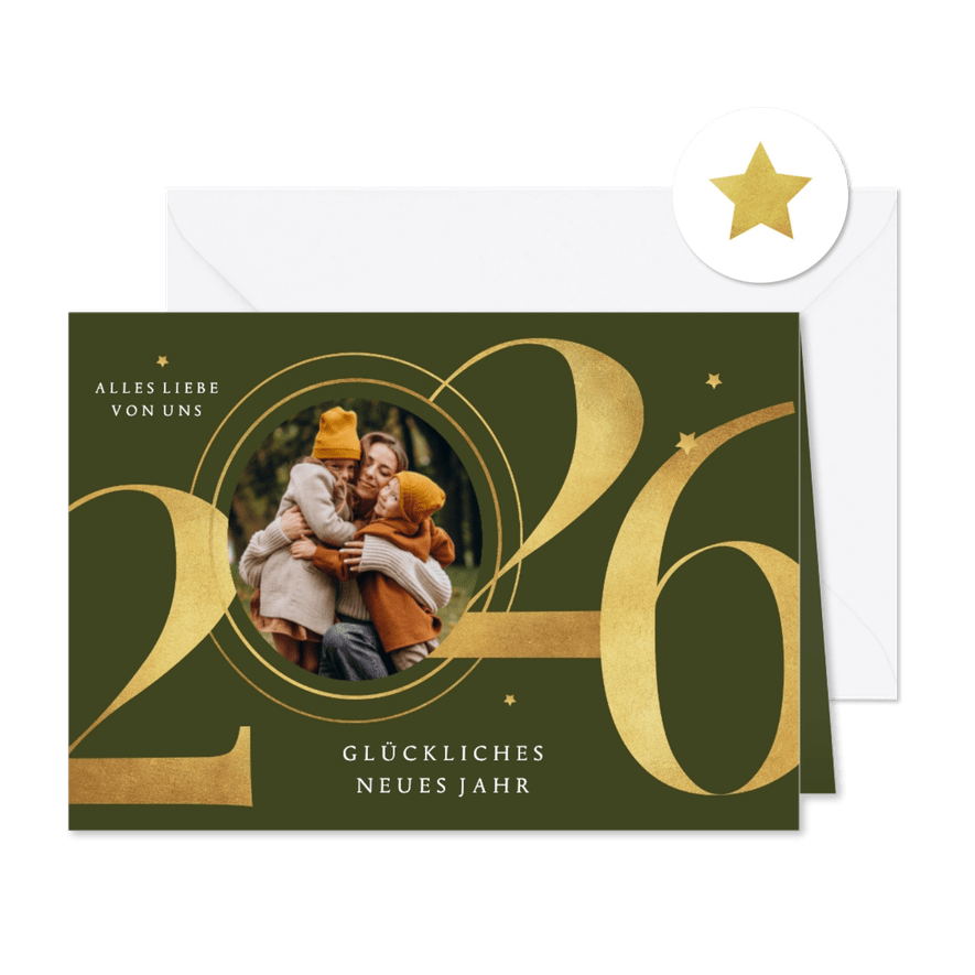 Neujahrskarte große 2026 & Foto - Karteneindruck
