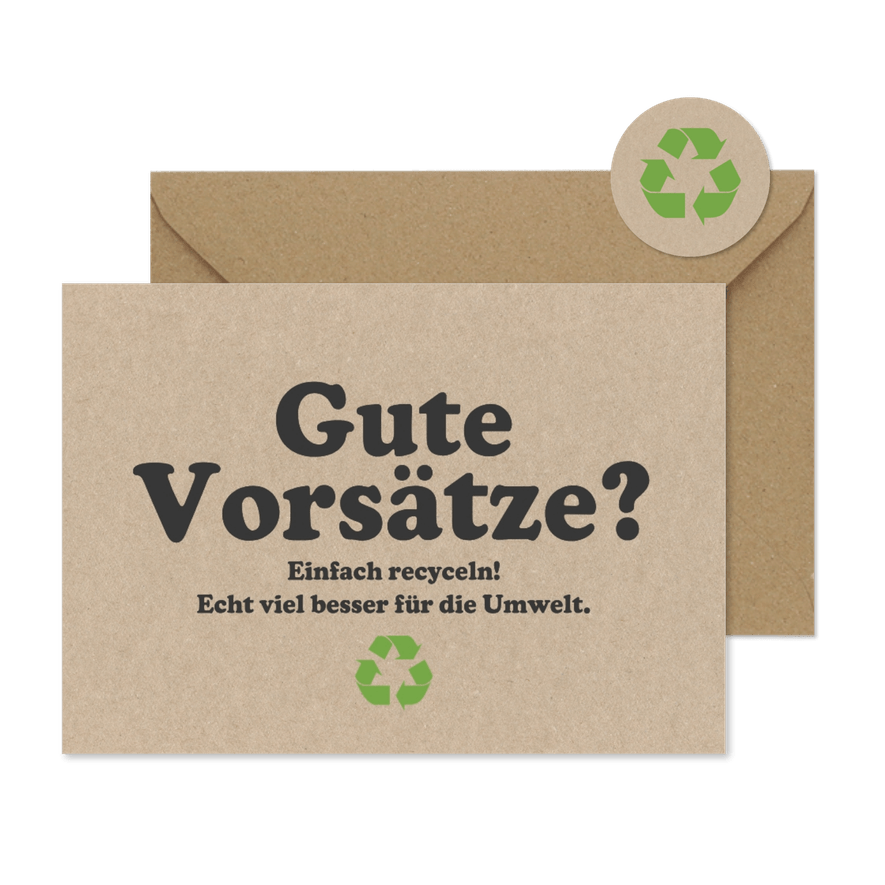 Neujahrskarte 'Gute Vorsätze recyceln' - Karteneindruck
