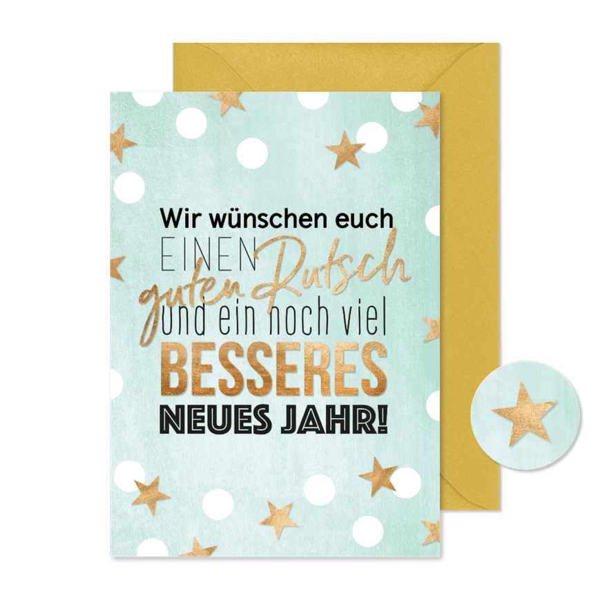Neujahrskarte guten Rutsch, besseres Jahr - Karteneindruck