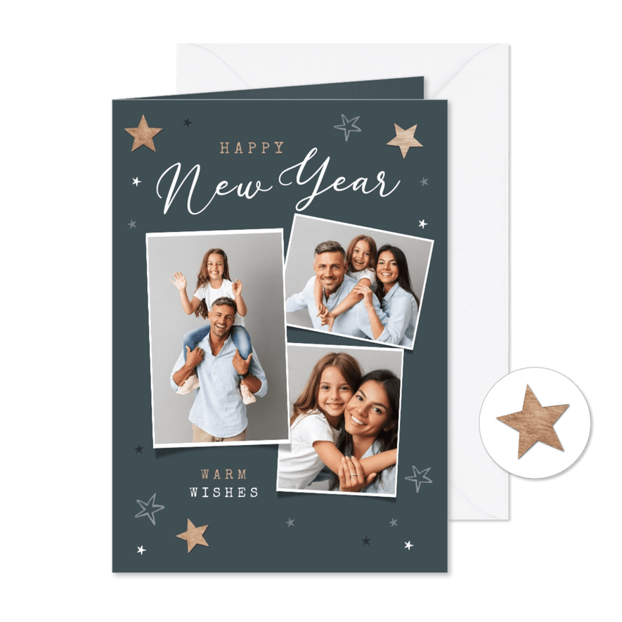 Neujahrskarte 'Happy New Year' Fotocollage - Karteneindruck