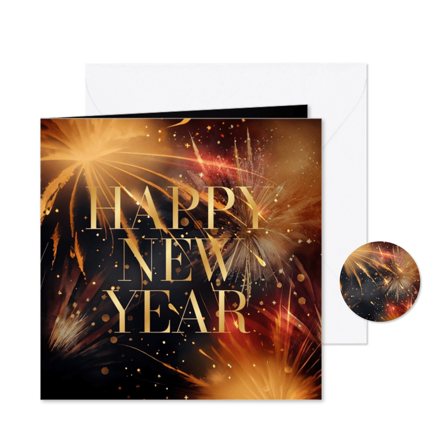 Neujahrskarte 'Happy New Year' große Lettern - Karteneindruck