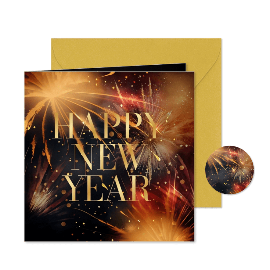 Neujahrskarte 'Happy New Year' große Lettern - Karteneindruck
