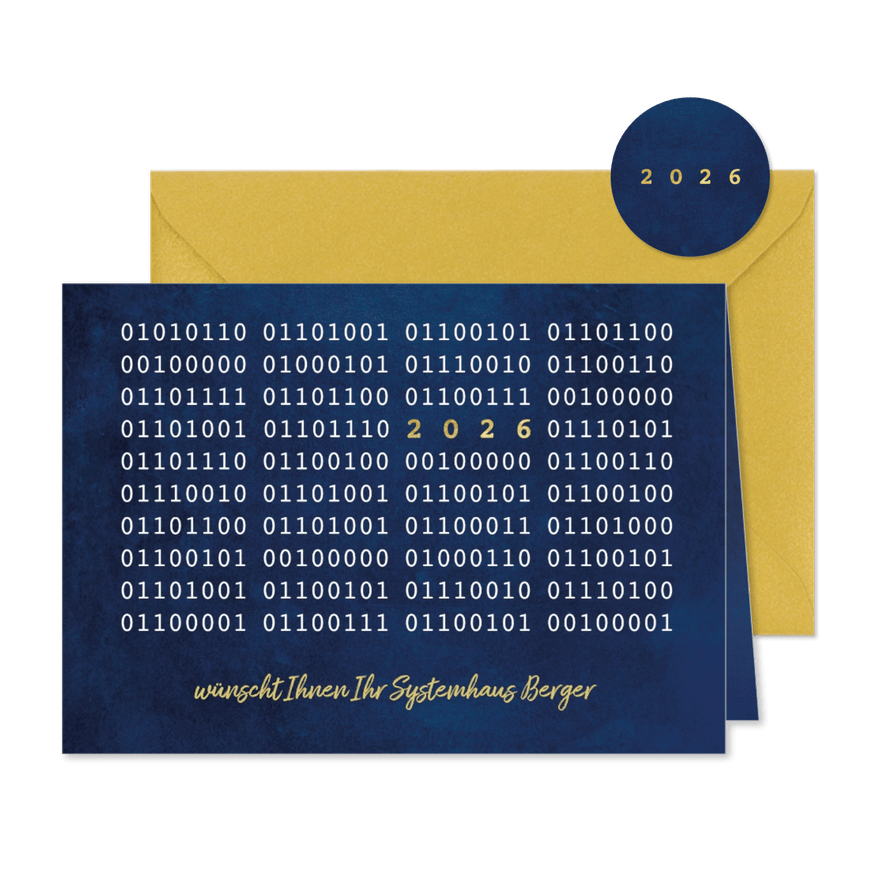 Neujahrskarte IT-Firma Binärcode - Karteneindruck
