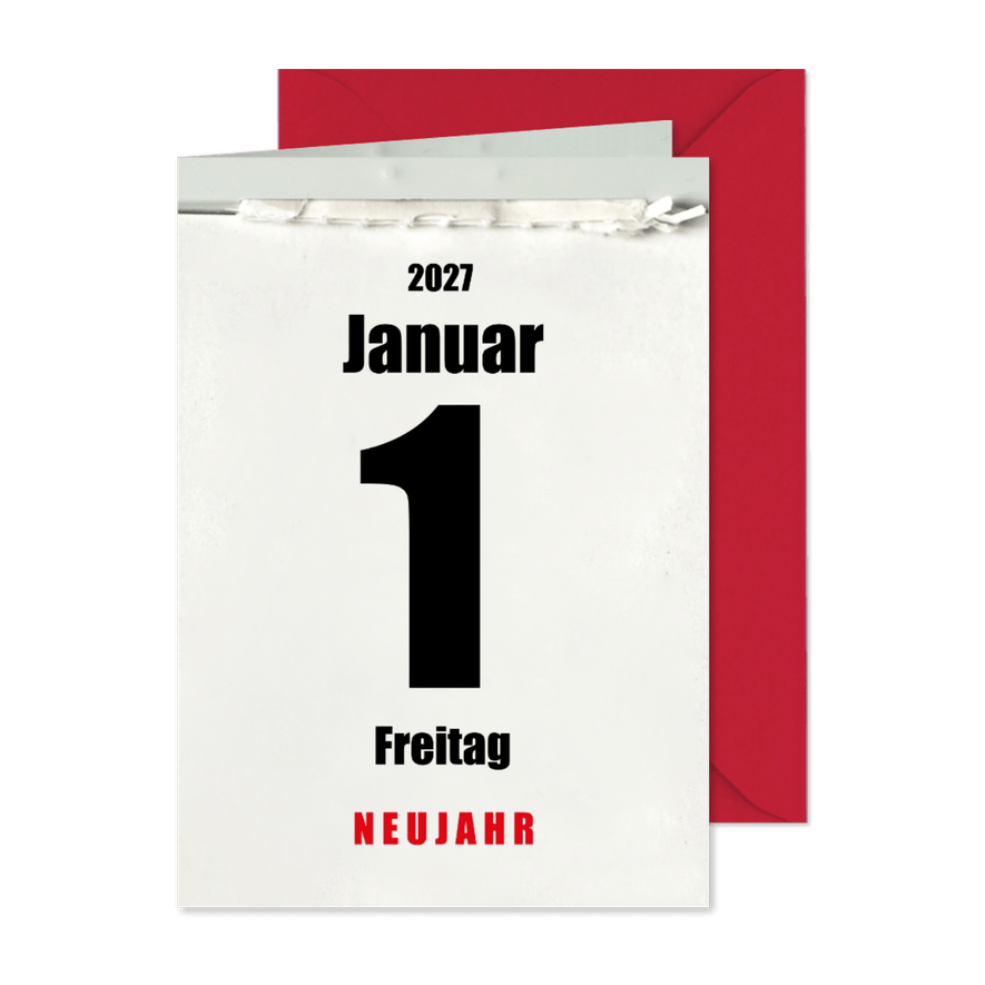 Neujahrskarte Kalenderblätter - Kartenvorschau