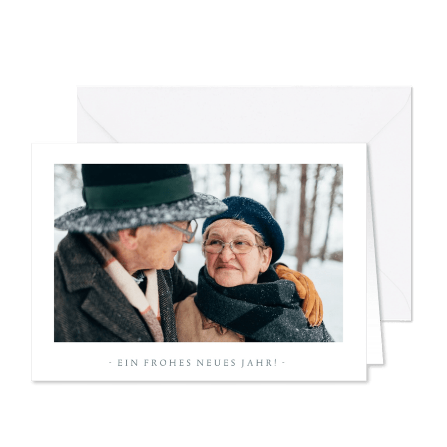 Neujahrskarte klassisch-modern mit Foto - Karteneindruck