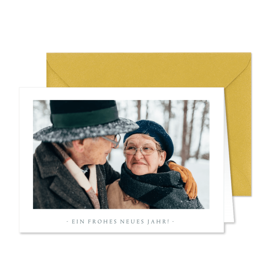 Neujahrskarte klassisch-modern mit Foto - Karteneindruck