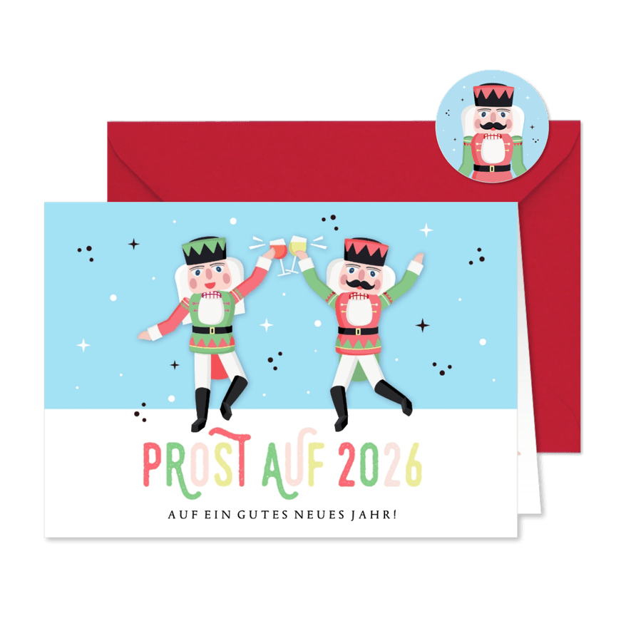 Neujahrskarte Nussknacker Prost - Karteneindruck