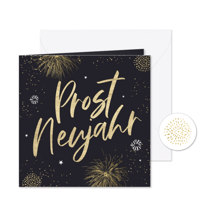 Neujahrskarte 'Prost Neujahr' Feuerwerk - Karteneindruck