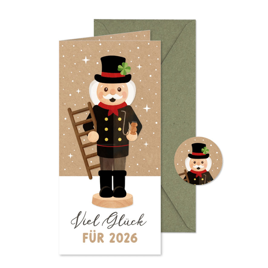 Neujahrskarte Schornsteinfeger Räuchermännchen - Karteneindruck

