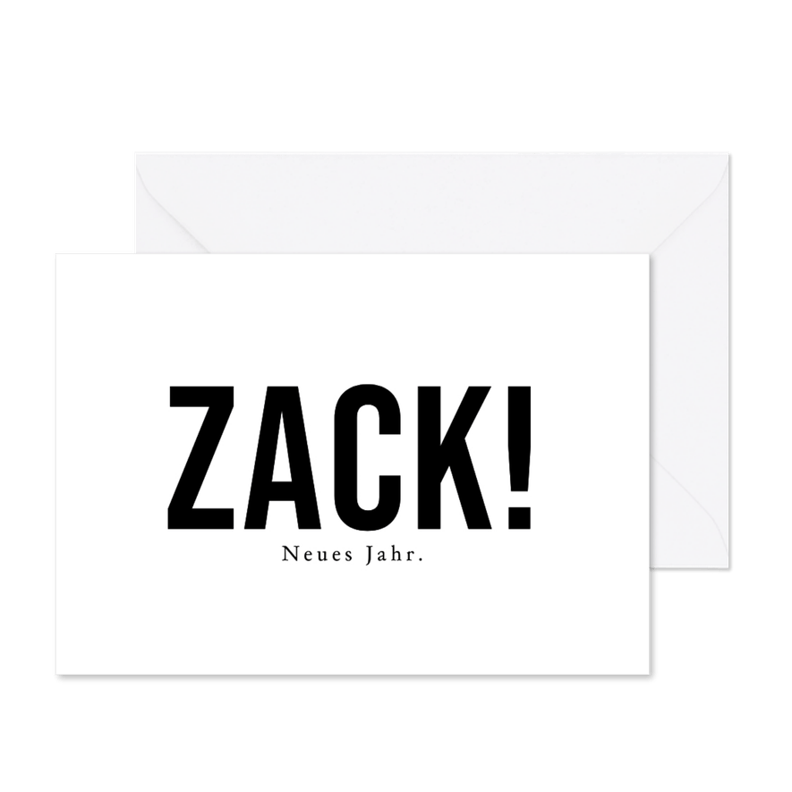 Neujahrskarte Spruch 'Zack! Neues Jahr.' - Kartenvorschau
