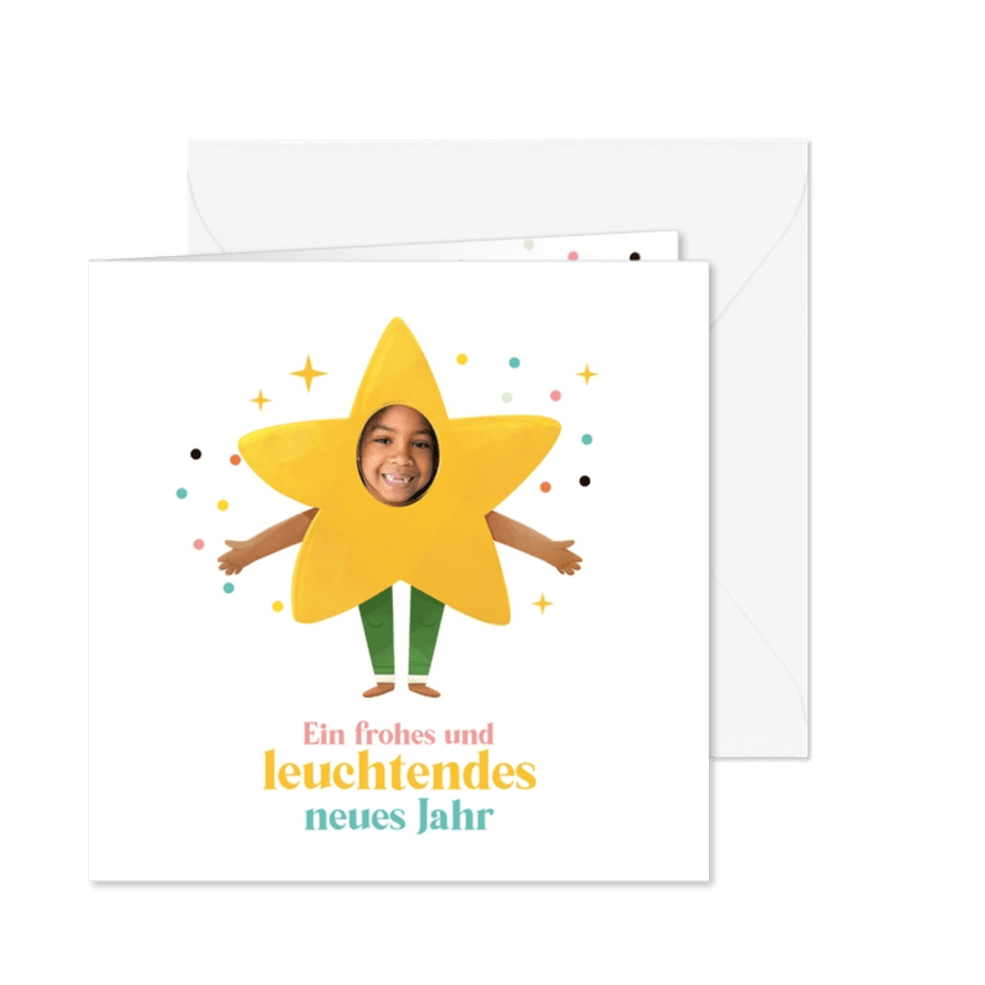 Neujahrskarte Sternfigur mit Foto - Karteneindruck