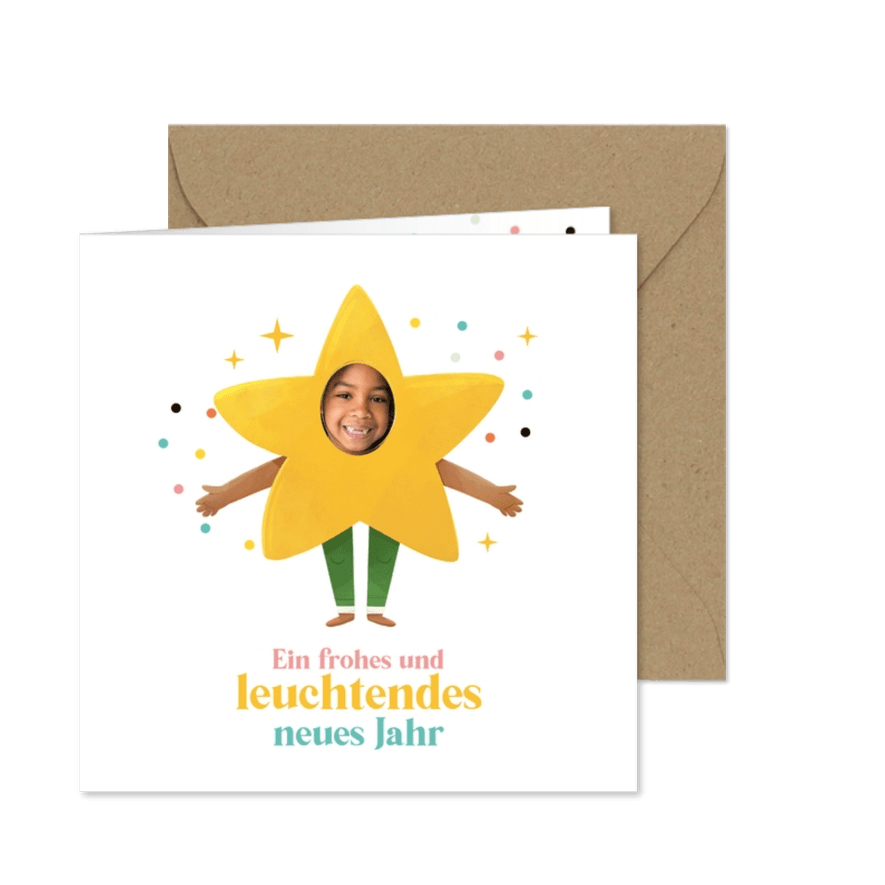 Neujahrskarte Sternfigur mit Foto - Karteneindruck