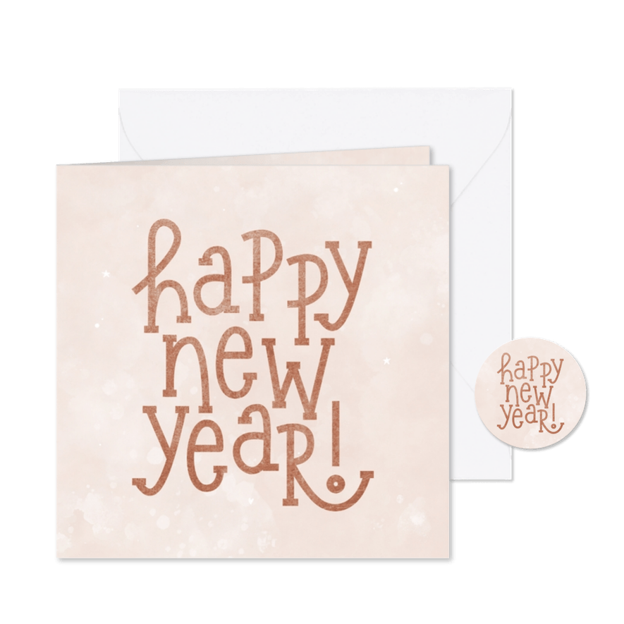 Neujahrskarte Typografie 'Happy New Year' - Karteneindruck