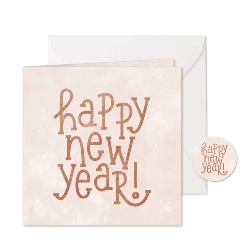Neujahrskarte Typografie 'Happy New Year' - Karteneindruck
