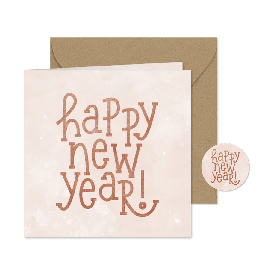 Neujahrskarte Typografie 'Happy New Year' - Karteneindruck