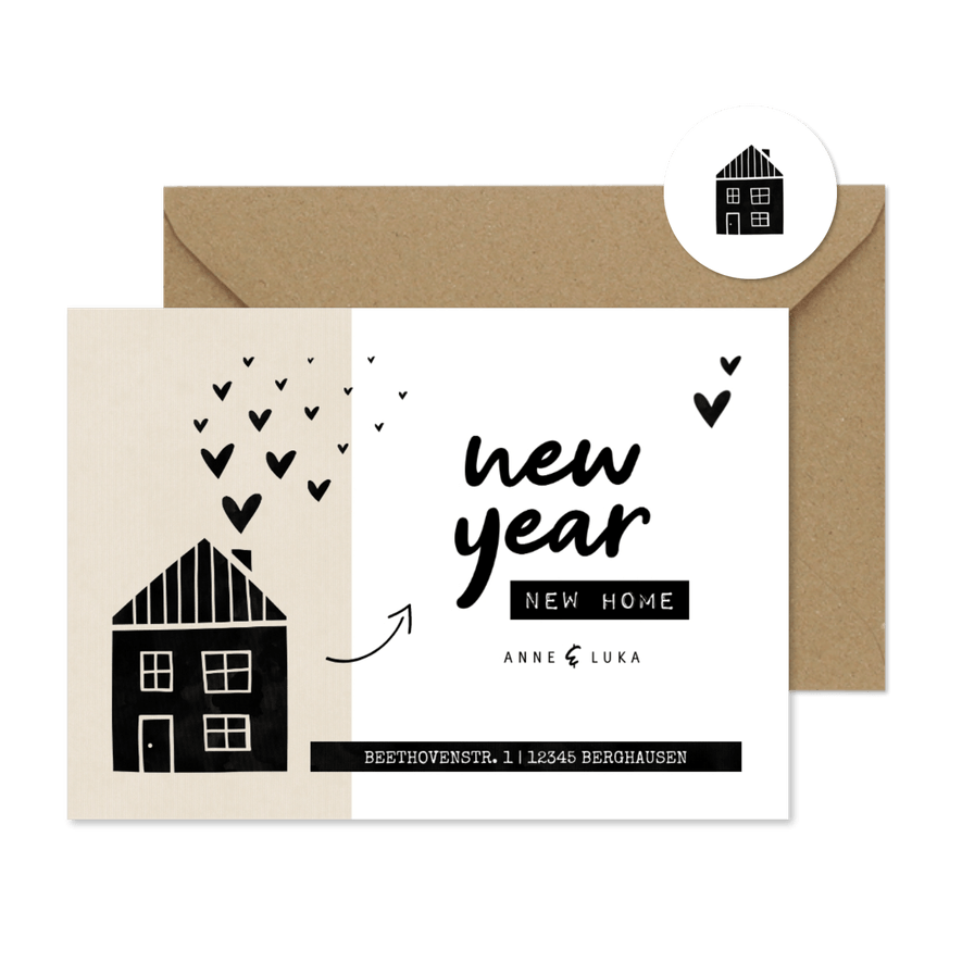 Neujahrskarte Umzug new year new home - Karteneindruck