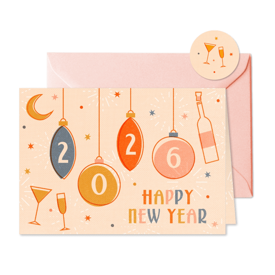 Neujahrskarte Vintagelook 2026 - Karteneindruck