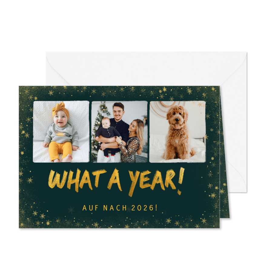 Neujahrskarte 'What a year...!' mit Fotocollage - Karteneindruck