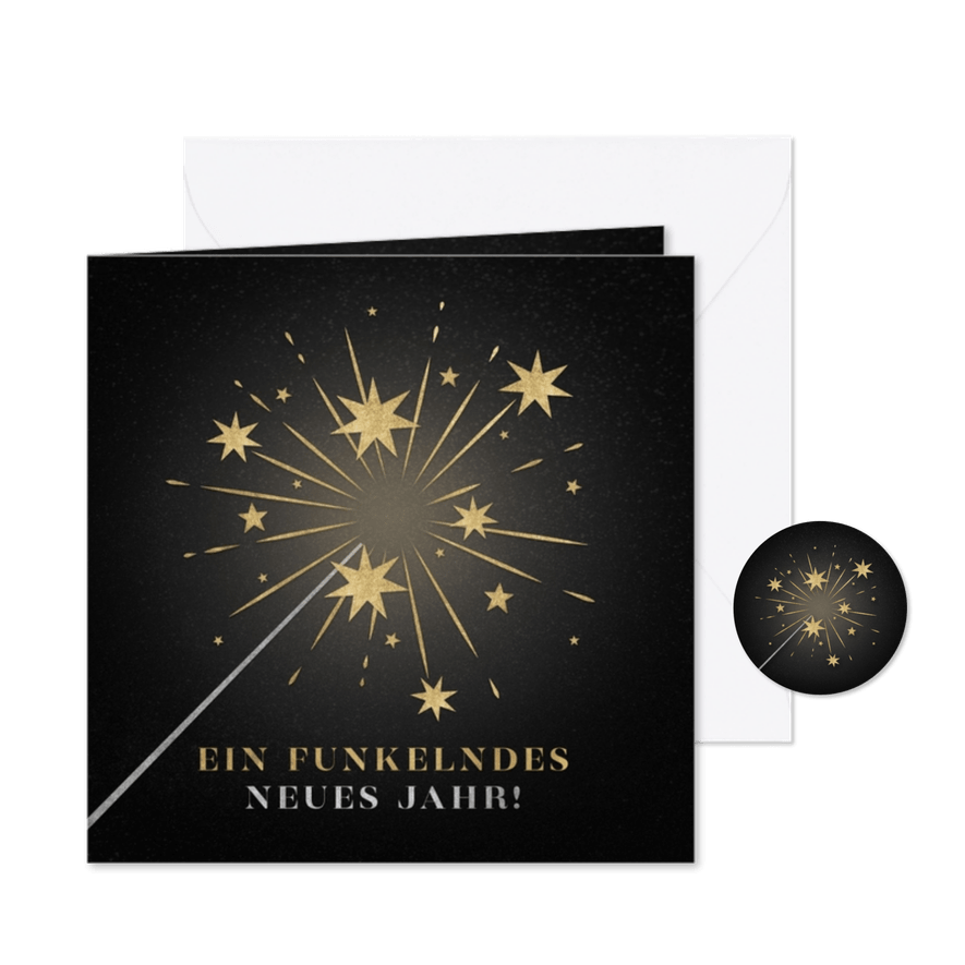 Neujahrskarte Wunderkerze - Karteneindruck