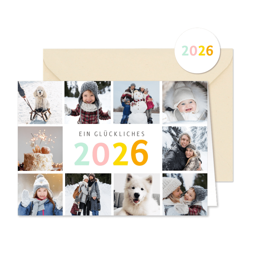 Neujahrskarte zehn Fotos - Karteneindruck

