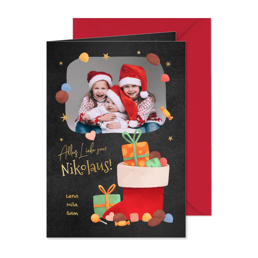 Nikolaus-Grußkarte mit Foto - Karteneindruck