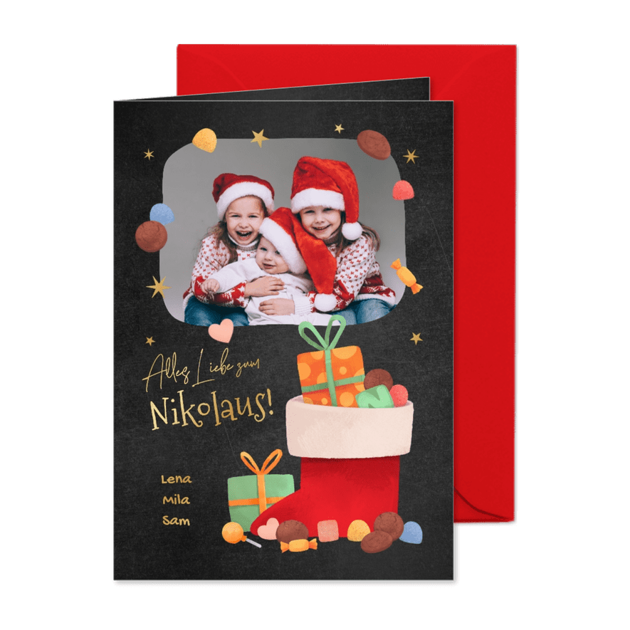 Nikolaus-Grußkarte mit Foto - Karteneindruck
