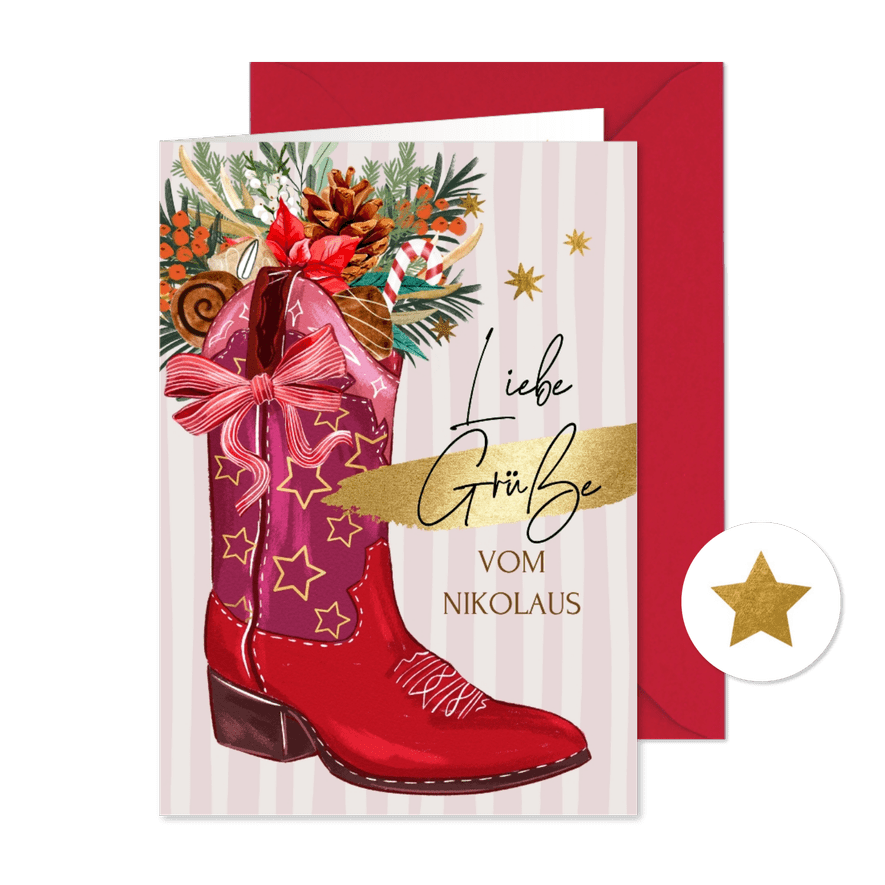 Nikolauskarte für Partner Cowboystiefel - Karteneindruck
