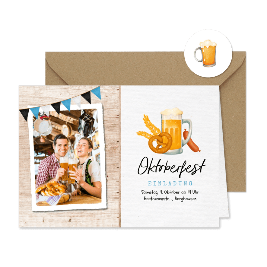 Oktoberfest-Einladungskarte mit Foto - Karteneindruck

