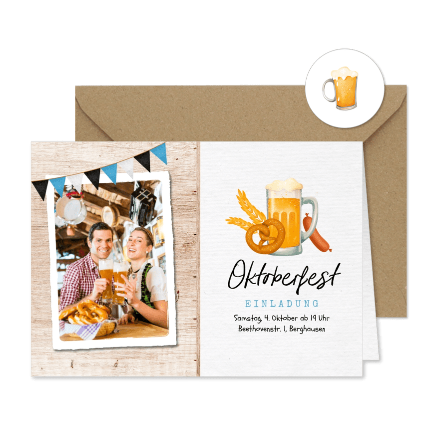 Oktoberfest-Einladungskarte mit Foto - Karteneindruck