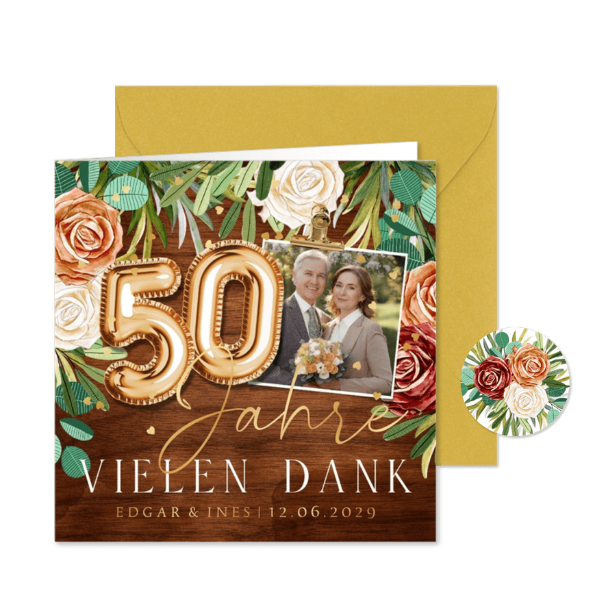 Originelle Danksagung Goldene Hochzeit - Karteneindruck