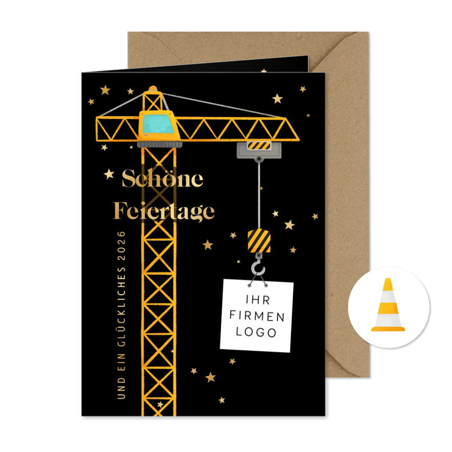 Originelle Firmen-Weihnachtskarte Baukran  - Karteneindruck
