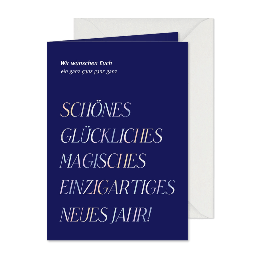 Originelle Neujahrskarte mit großer Schrift - Karteneindruck