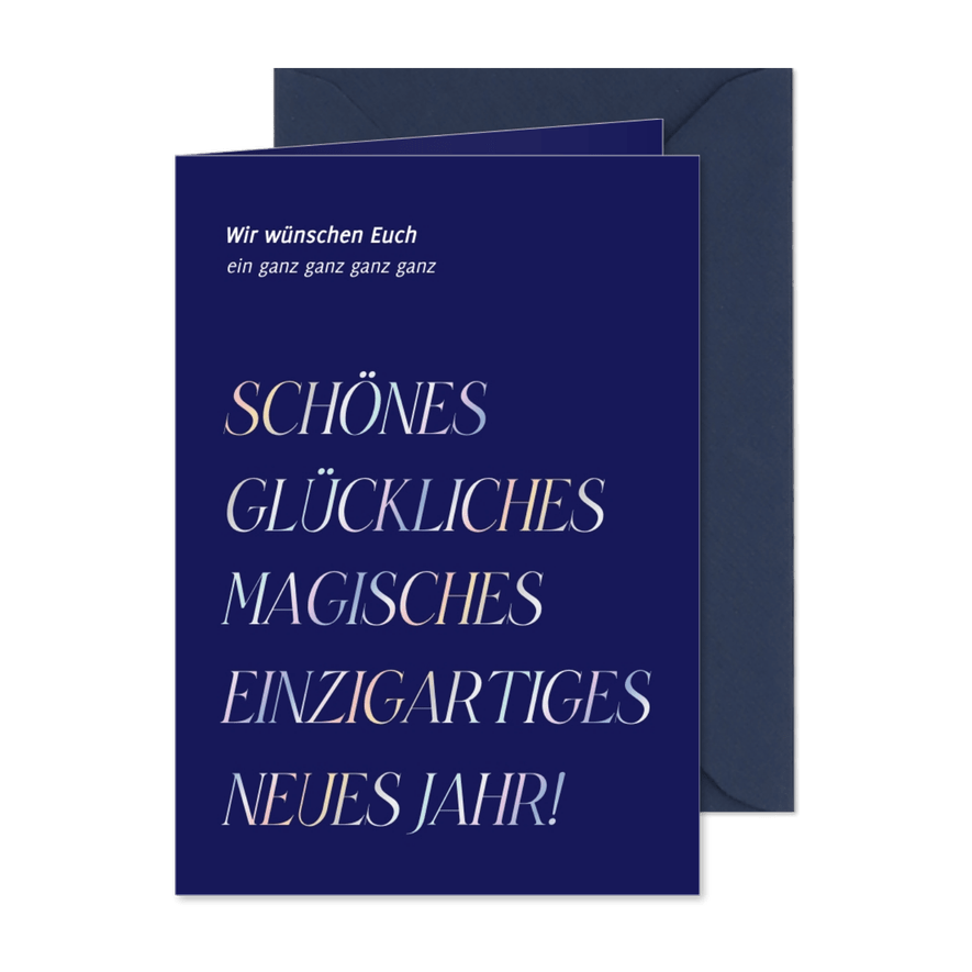 Originelle Neujahrskarte mit großer Schrift - Karteneindruck