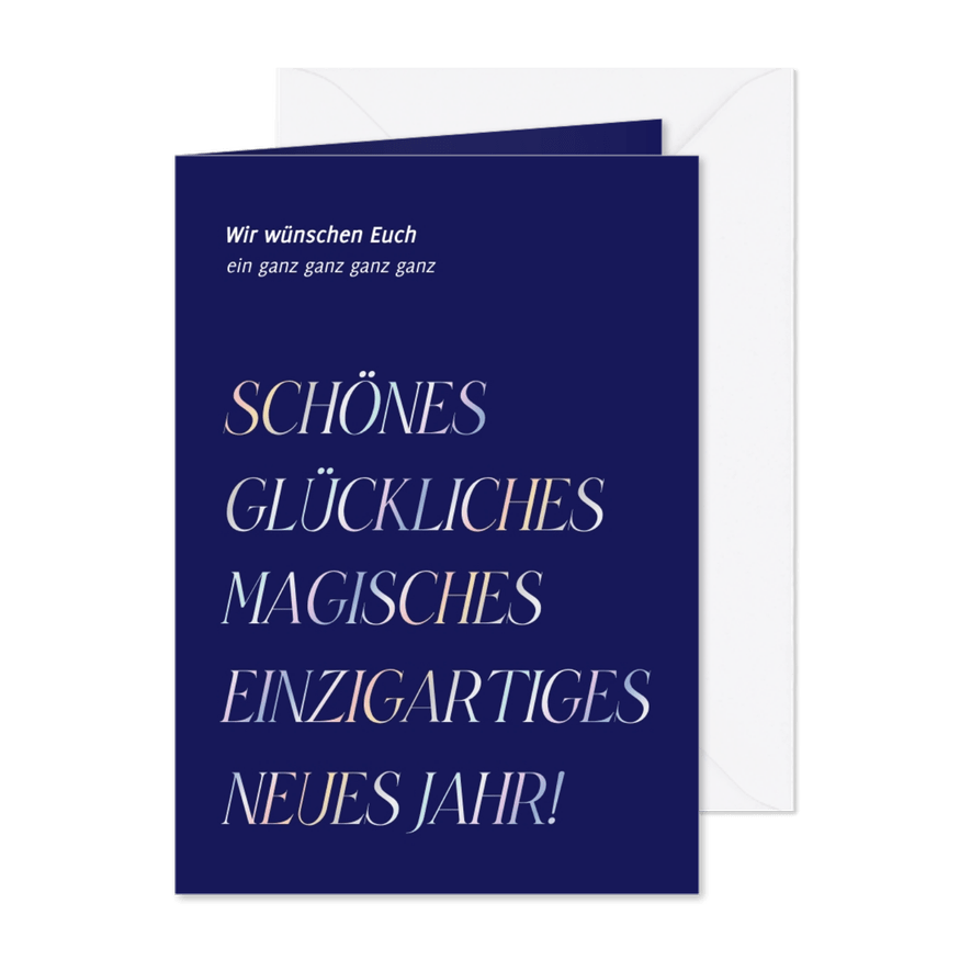 Originelle Neujahrskarte mit großer Schrift - Karteneindruck