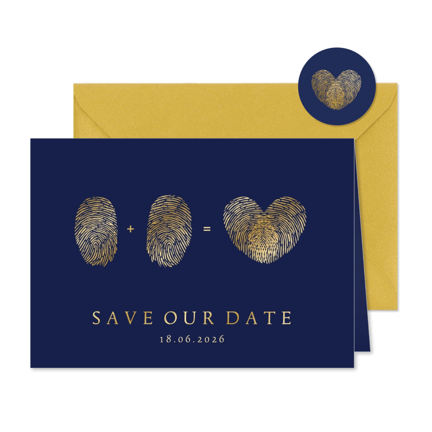 Originelle Save-the-Date-Karte mit Fingerabdruck - Karteneindruck
