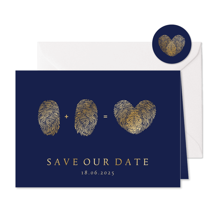 Originelle Save-the-Date-Karte mit Fingerabdruck - Karteneindruck
