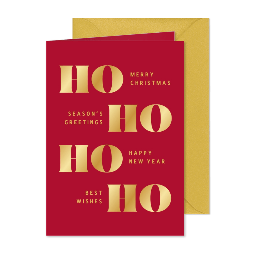 Originelle Weihnachtskarte 'Ho, ho, ho' - Kartenvorschau
